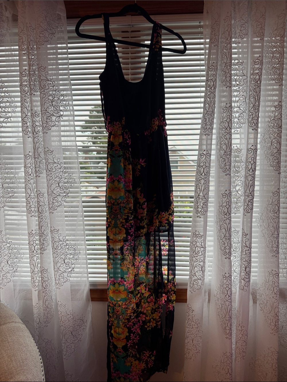 2B Bebe navy Maxi Dress with Multicolor Floral Print